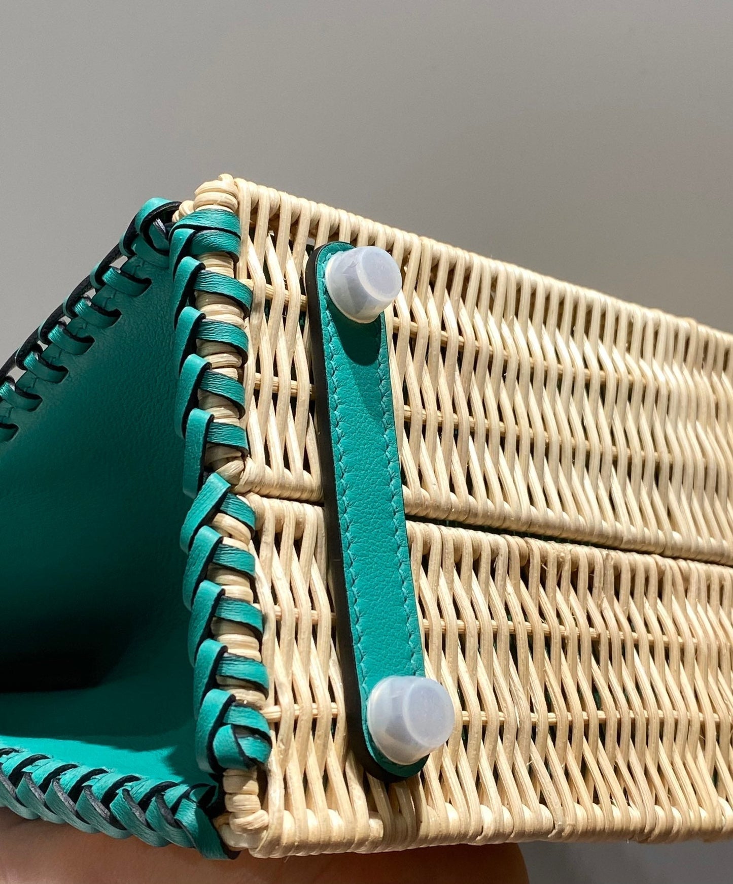 HM BIRKIN 25 CM PICNIC TURQUESA BAMBÚ Y RATÁN