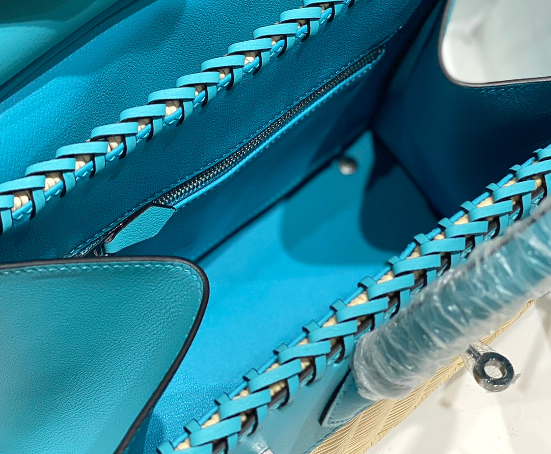 HM BIRKIN 25 CM PICNIC SKY BAMBÚ Y RATÁN