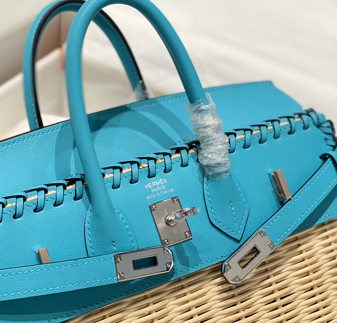 HM BIRKIN 25 CM PICNIC SKY BAMBÚ Y RATÁN
