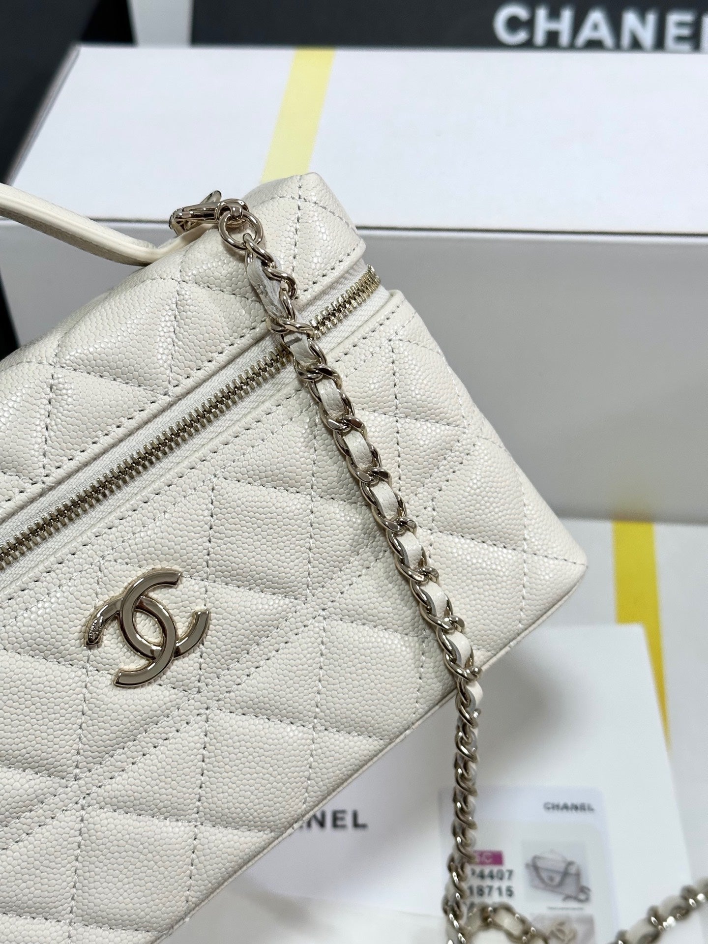 CC 25C Vanity Case Ivory White Calf Leather Silver Hardware 243660