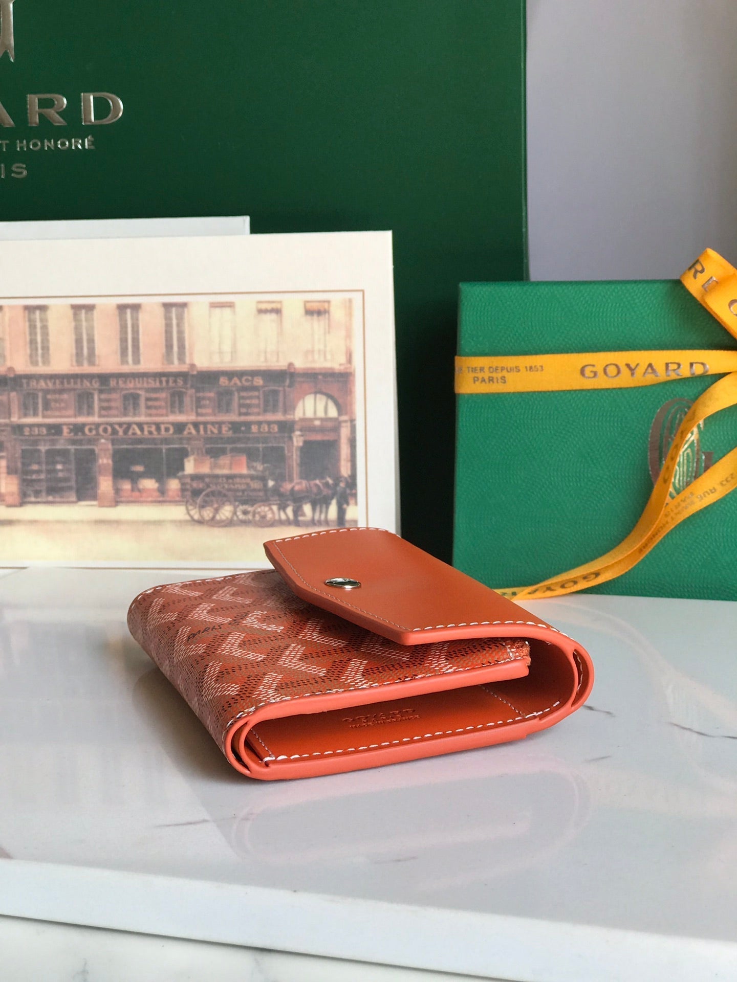 CARTERA 12 SAINT-GABRIEL DE BECERRO NARANJA Y LONA GOYARDINA