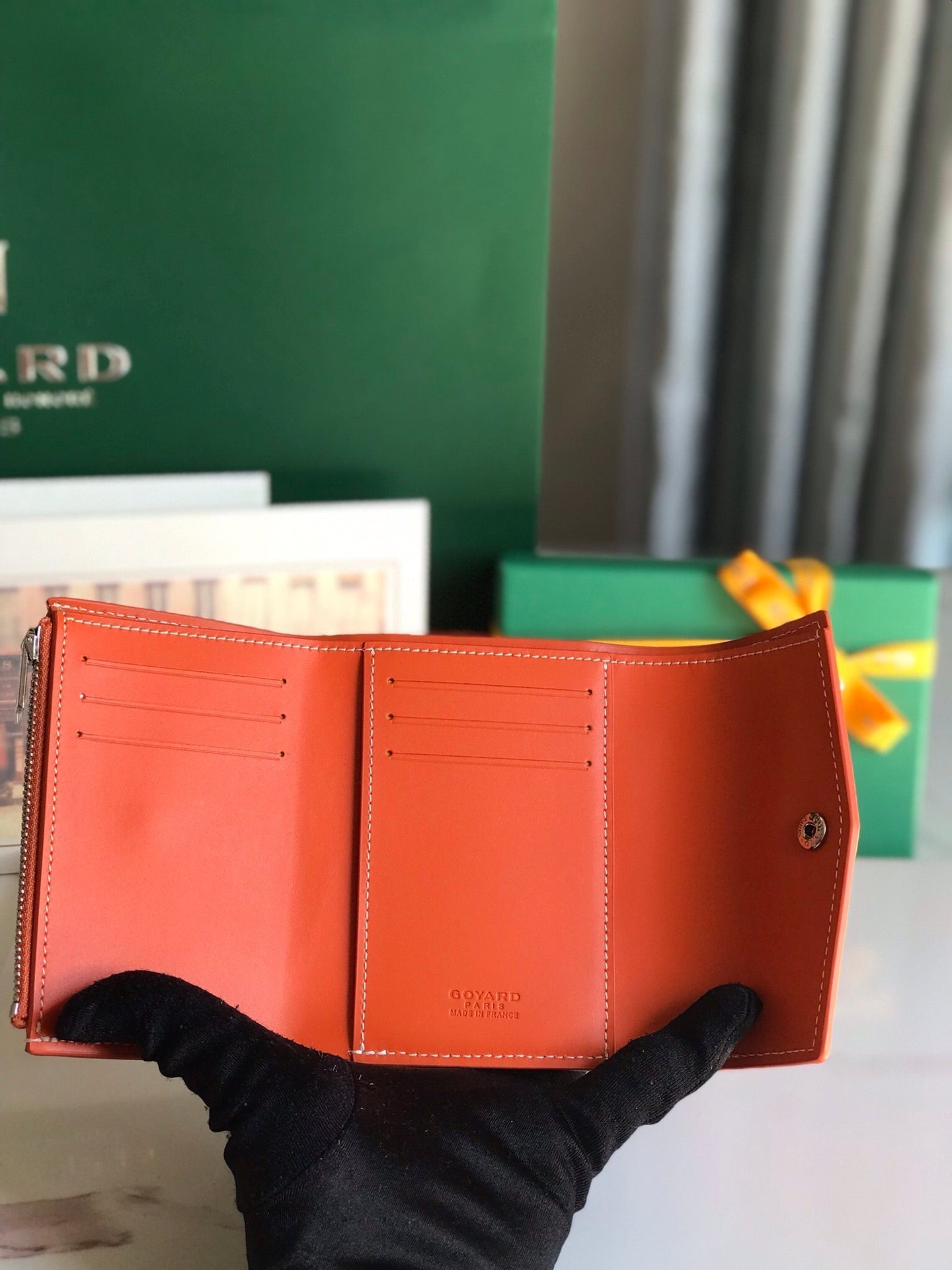 CARTERA 12 SAINT-GABRIEL DE BECERRO NARANJA Y LONA GOYARDINA