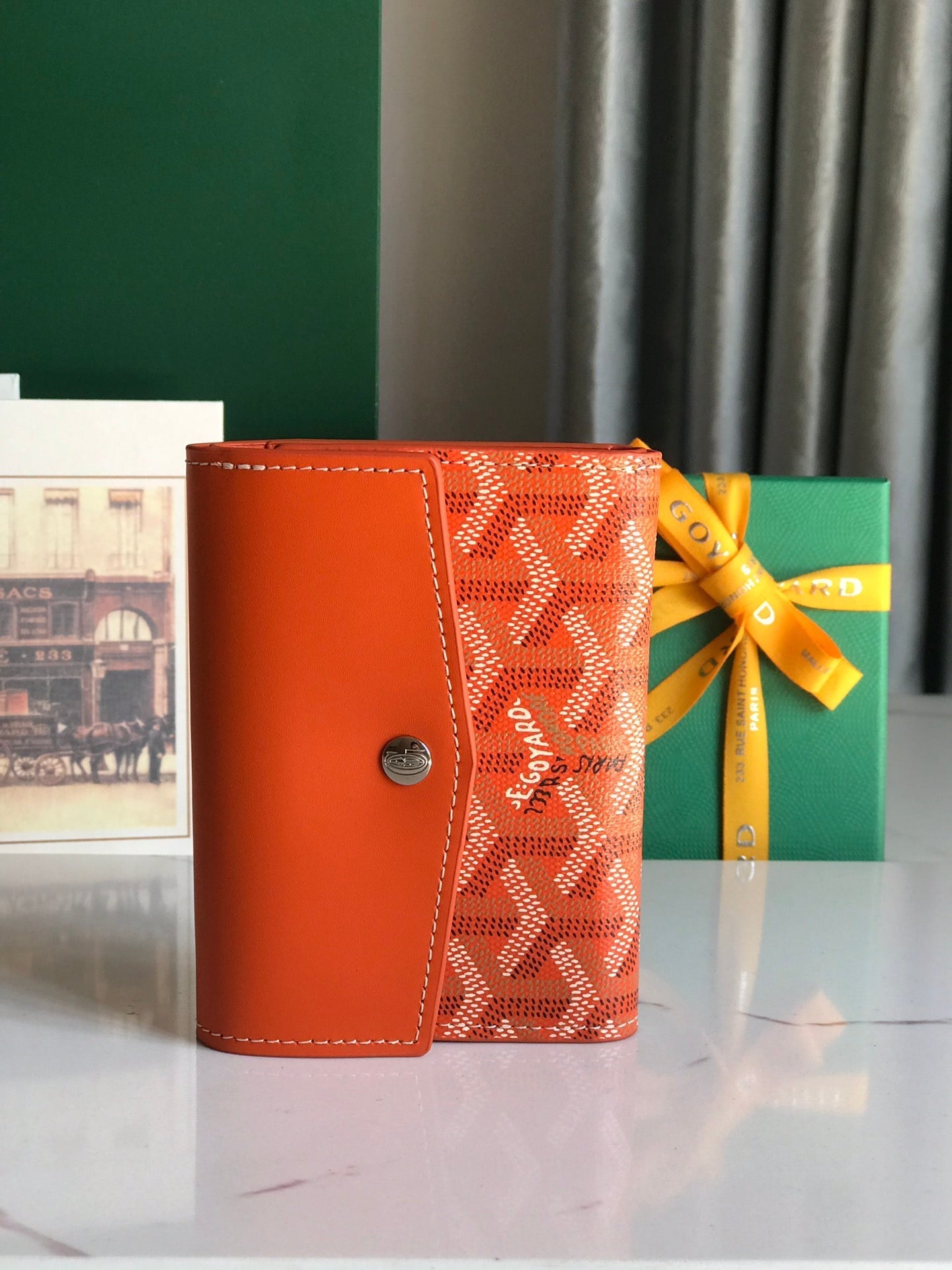 CARTERA 12 SAINT-GABRIEL DE BECERRO NARANJA Y LONA GOYARDINA