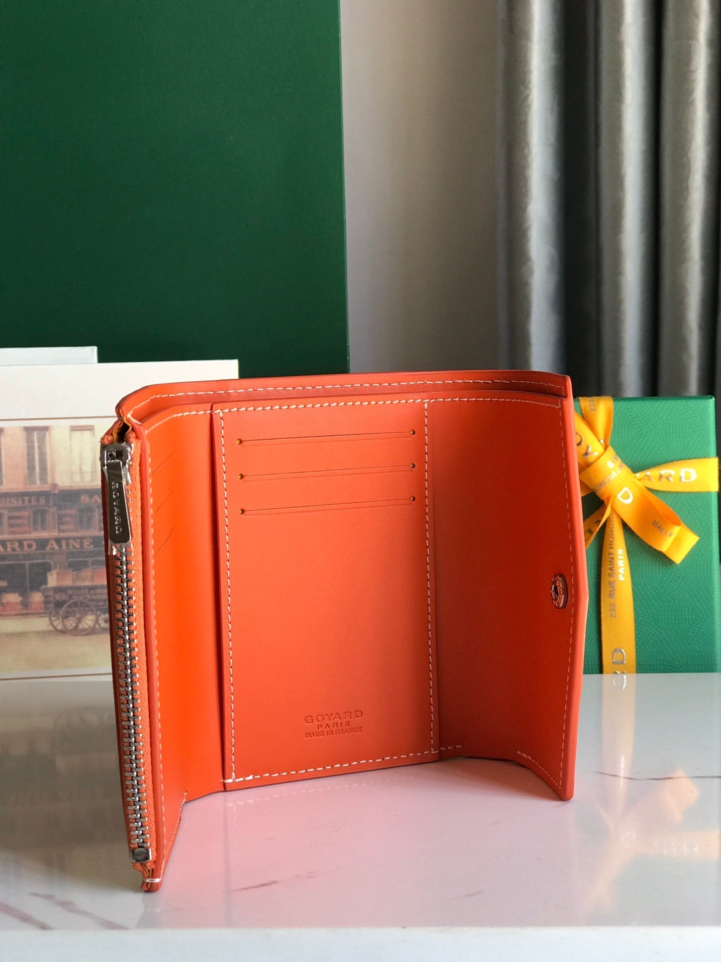 CARTERA 12 SAINT-GABRIEL DE BECERRO NARANJA Y LONA GOYARDINA