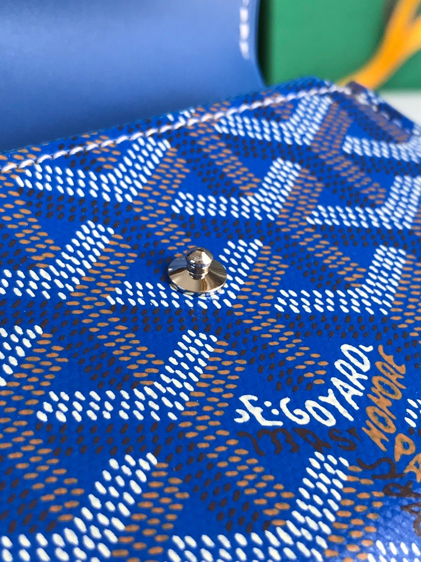 CARTERA SAINT-GABRIEL 12 EN PIEL DE BECERRO AZUL ZAFIRO Y LONA GOYARDINE