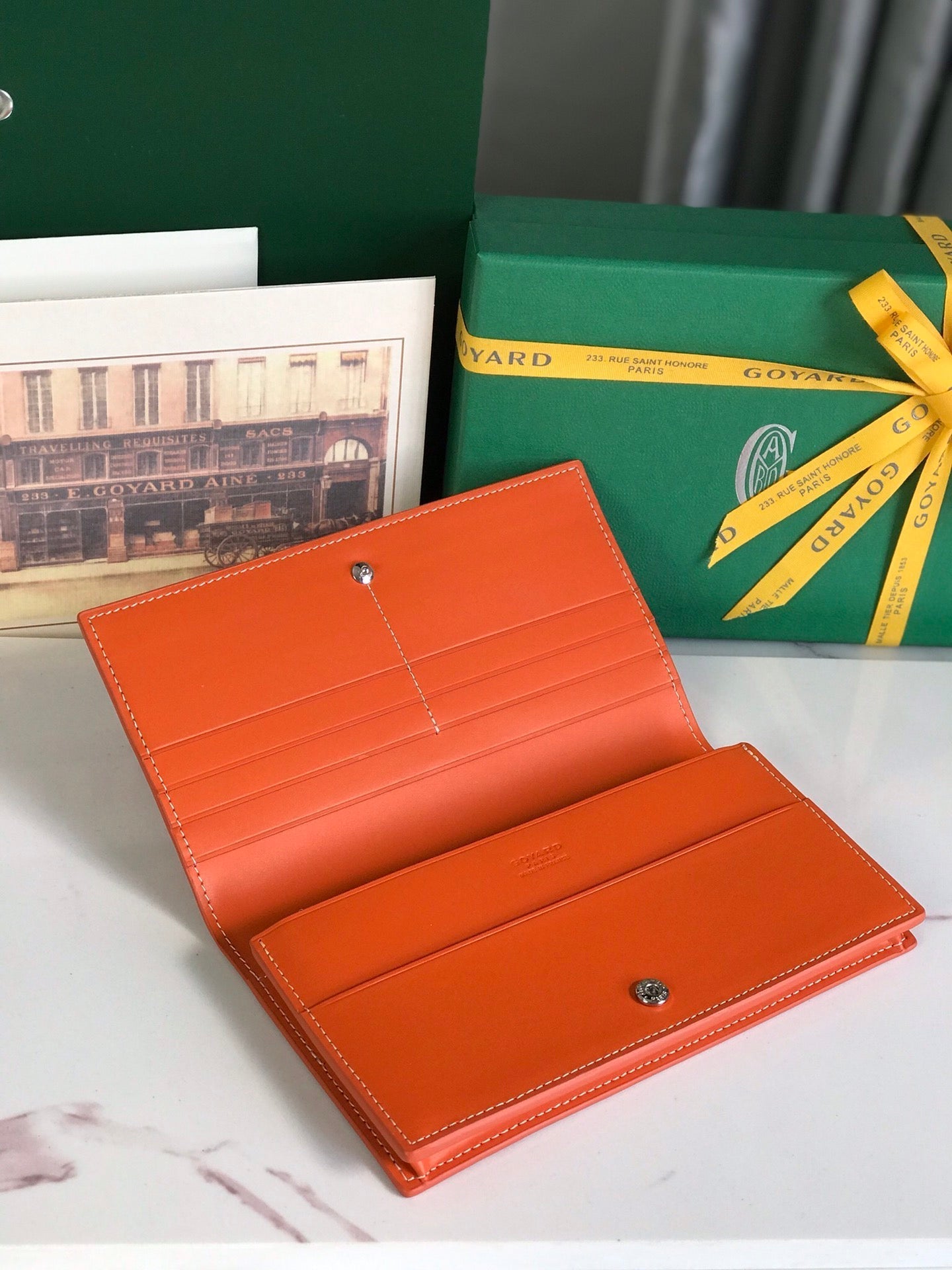 PORTEFEUILLE RICHELIEU 19 EN TOILE GOYARDINE ORANGE