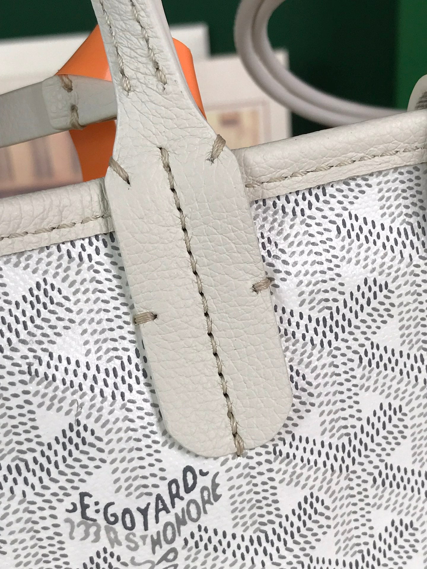 BOLSO ANJOU MINI 20 EN PIEL DE BECERRO BLANCA Y LONA GOYARDINE
