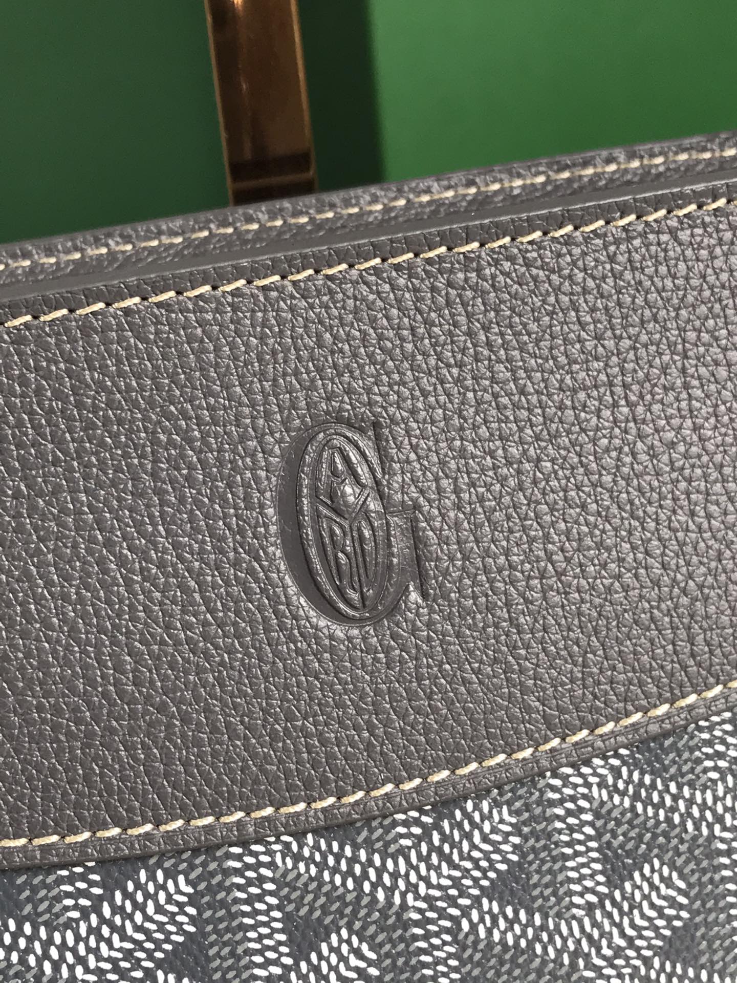 SAC HIRONDELLE 25 EN AGNEAU GRIS ET TOILE GOYARDINE