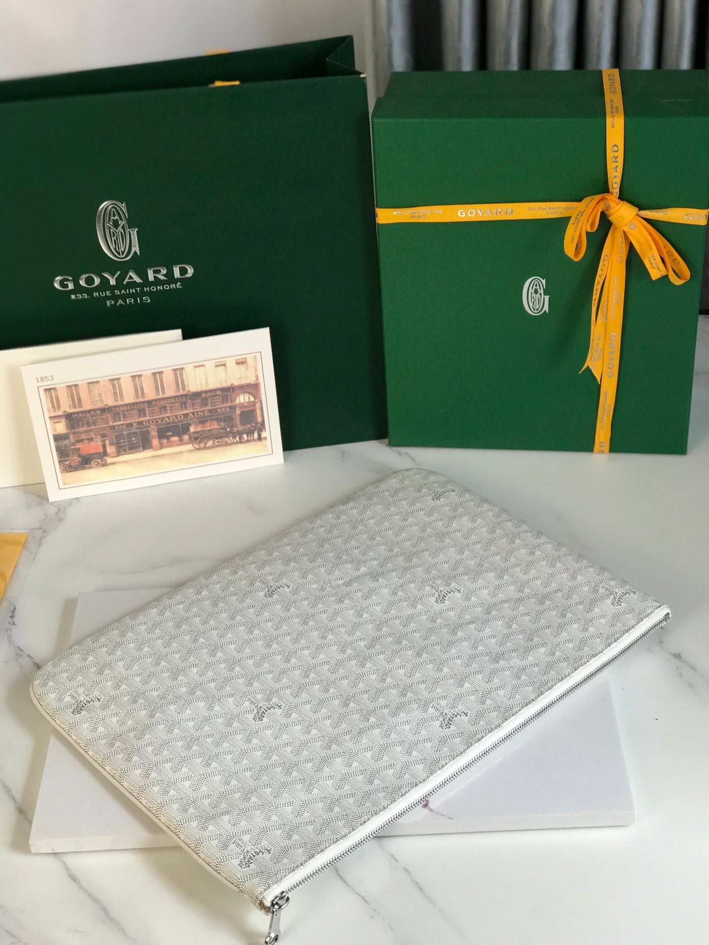 S¨¦NAT MGM POUCH 40 IN WHITE GOYARDINE CANVAS