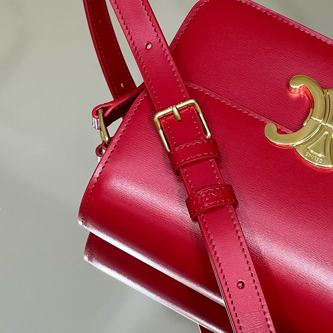 MINI CLAUDE 22 CUIR DE VEAU BRILLANT ROUGE CERISE