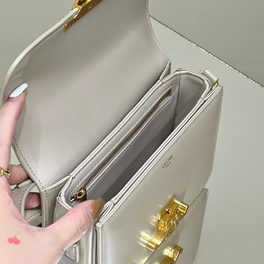 MINI CLAUDE 22 CUIR DE VEAU BRILLANT BLANC