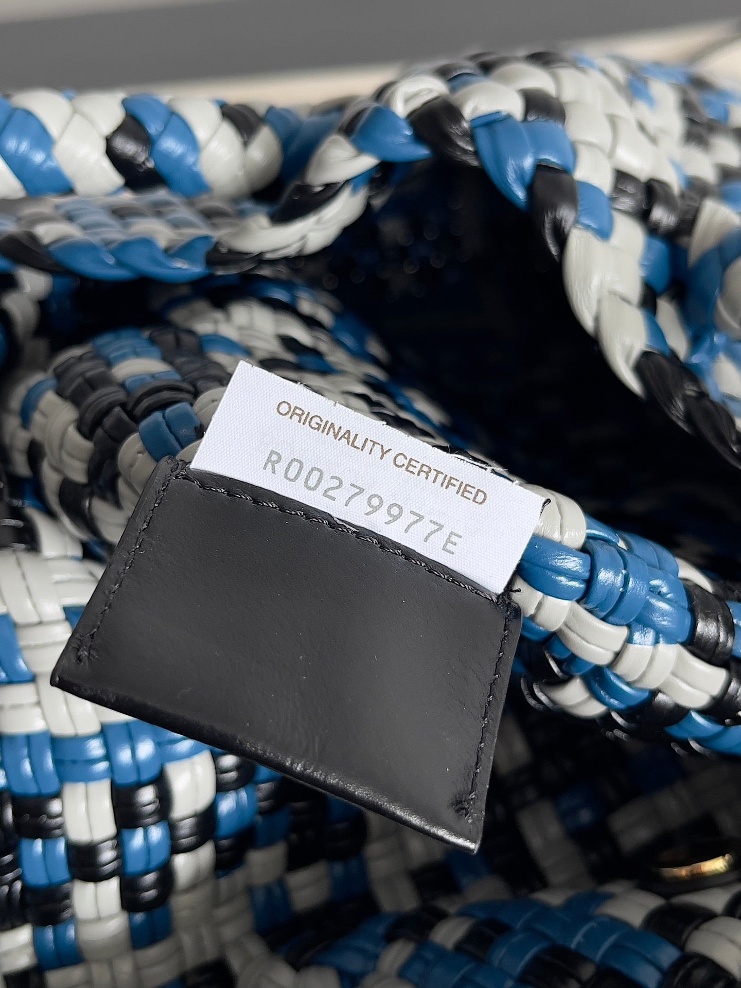 BV Tosca 27 Bag In Blue Mix Black Mix White Calfskin 209077 Best Version