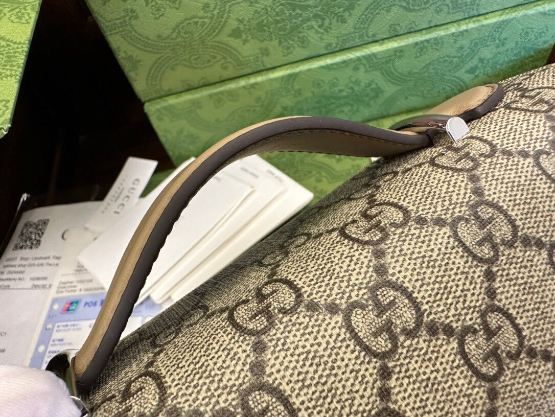 GG MINI 21 CLASSIC SHOULDER BAG IN BEIGE CANVAS