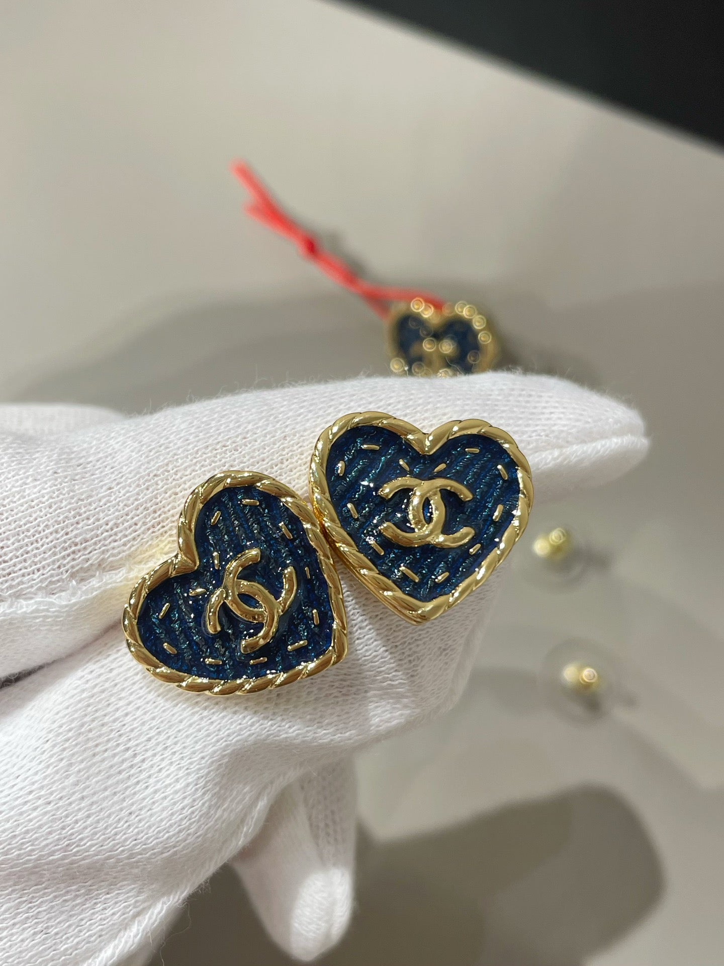 Boucles d'oreilles à tige en denim bleu cœur cc 24p