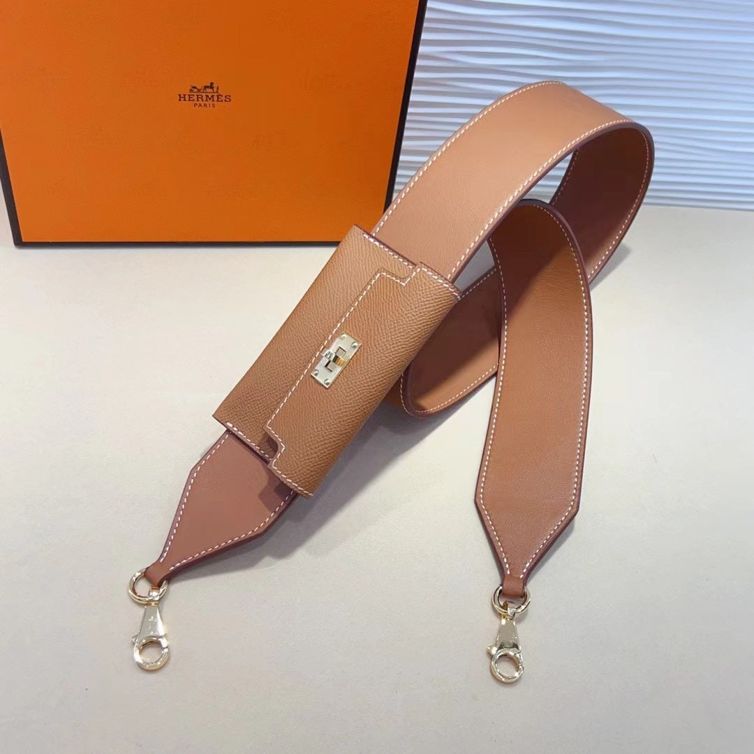 Bandoulière Kelly Pocket 50 mm marron Epsom avec finitions dorées