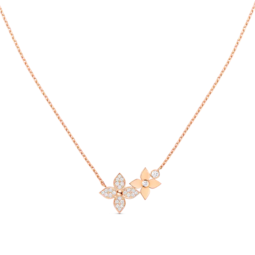 DIANA STAR BLOSSOM NECKLACE PINK GOLD DIAMONDS