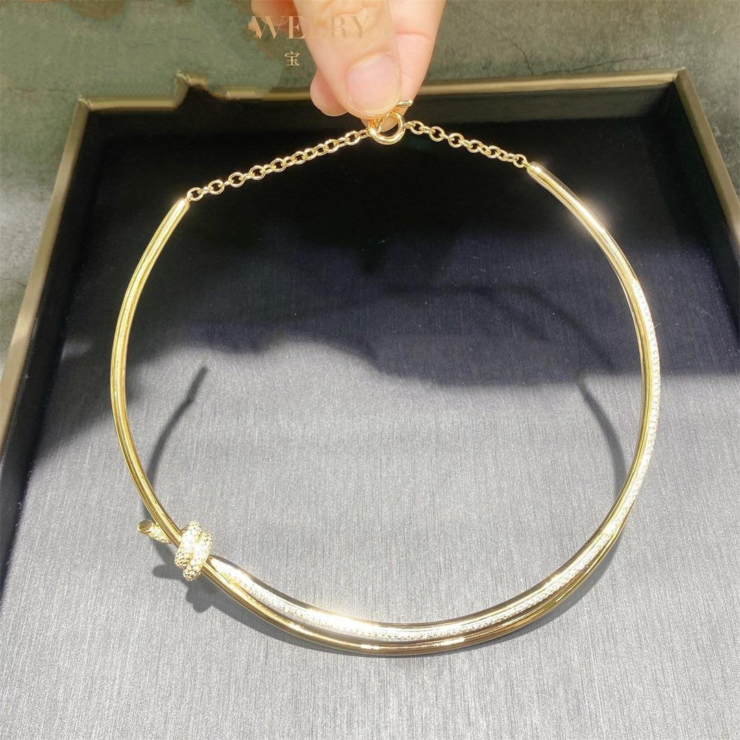 COLLAR DE DOBLE HILERA CON NUDO EN ORO AMARILLO CON DIAMANTES