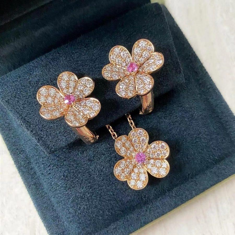 DIANA FRIVOLE ROSE GOLD FLOWER DIAMOND NECKLACE