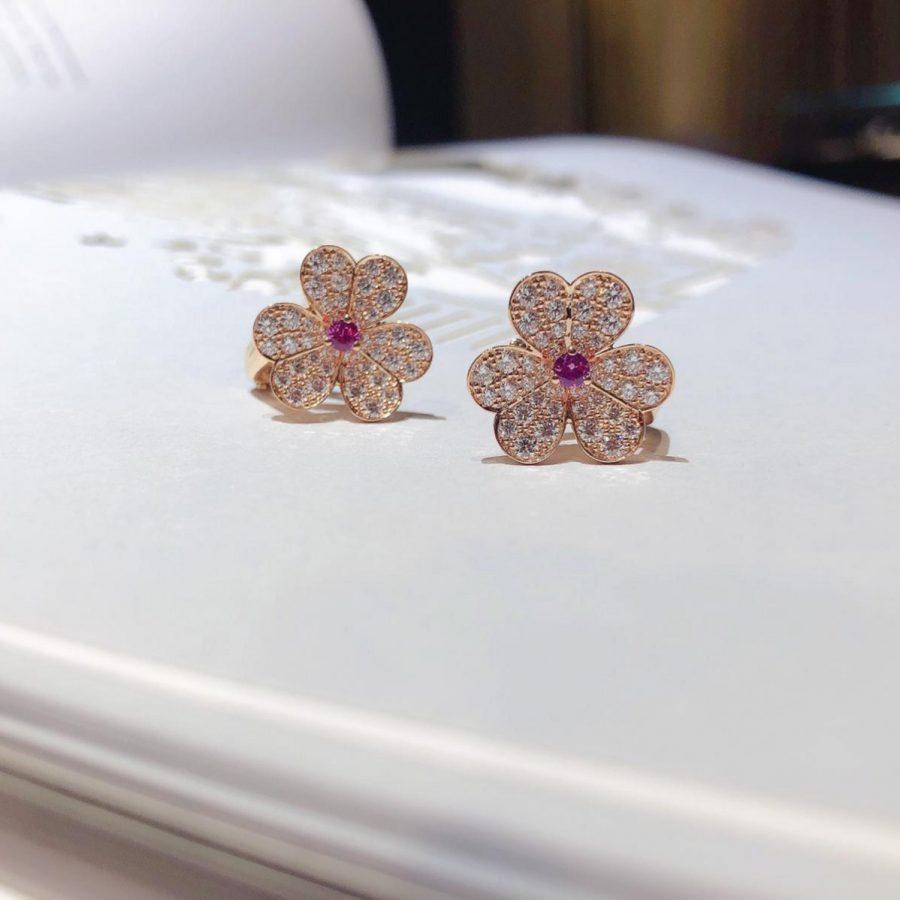 DIANA FRIVOLE PINK GOLD FLOWER DIAMOND EARRINGS
