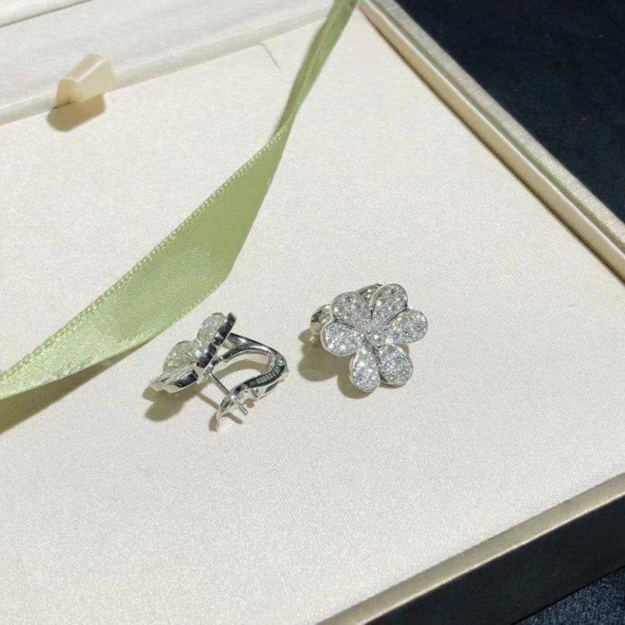 DIANA FRIVOLE SILVER FLOWER DIAMOND EARRINGS
