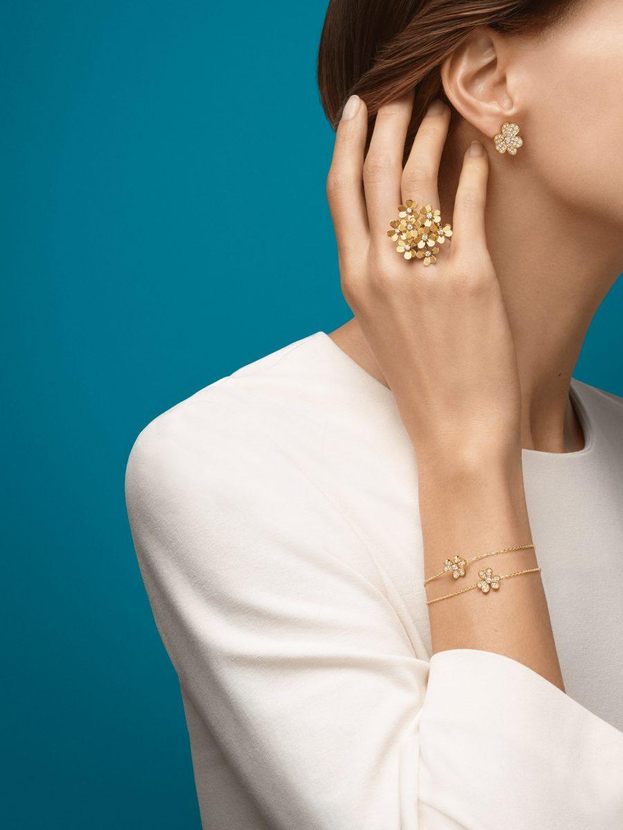 DIANA FRIVOLE GOLD FLOWER DIAMOND EARRINGS