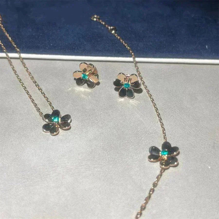 DIANA FRIVOLE FLOWER MALACHITE EARRINGS