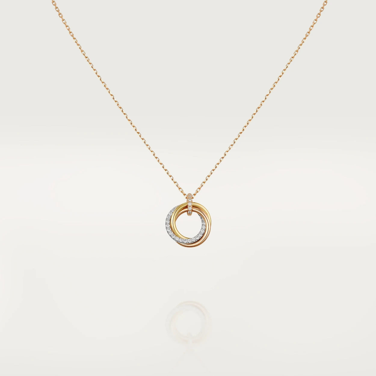 DIANA TRINITY NECKLACE SILVER GOLD PINK GOLD DIAMONDS