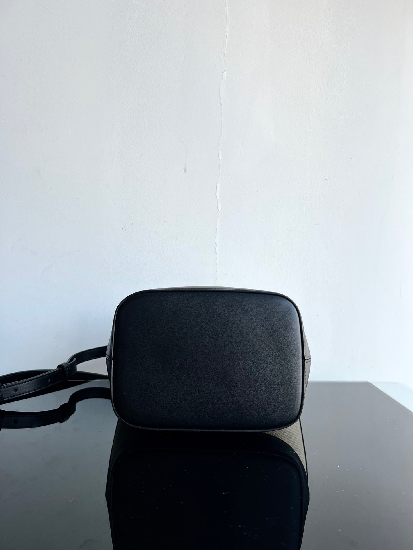 CUBO PEQUEÑO CUIR TRIOMPHE 24CM EN TEXTIL RAYAS Y PIEL DE BECERRO NEGRA