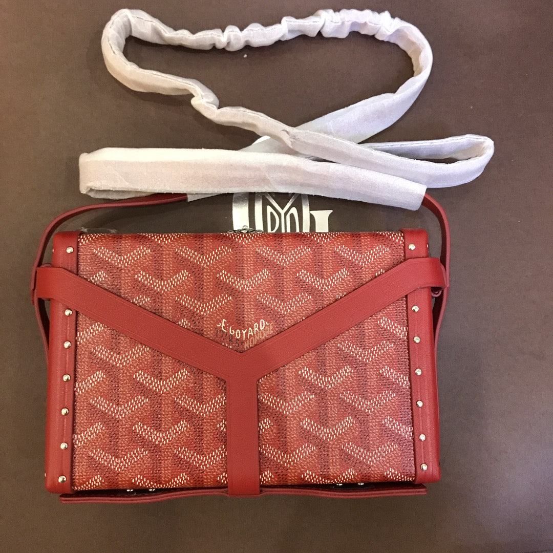 BOLSO BAÚL MINAUDIERE 17CM LONA ROJA