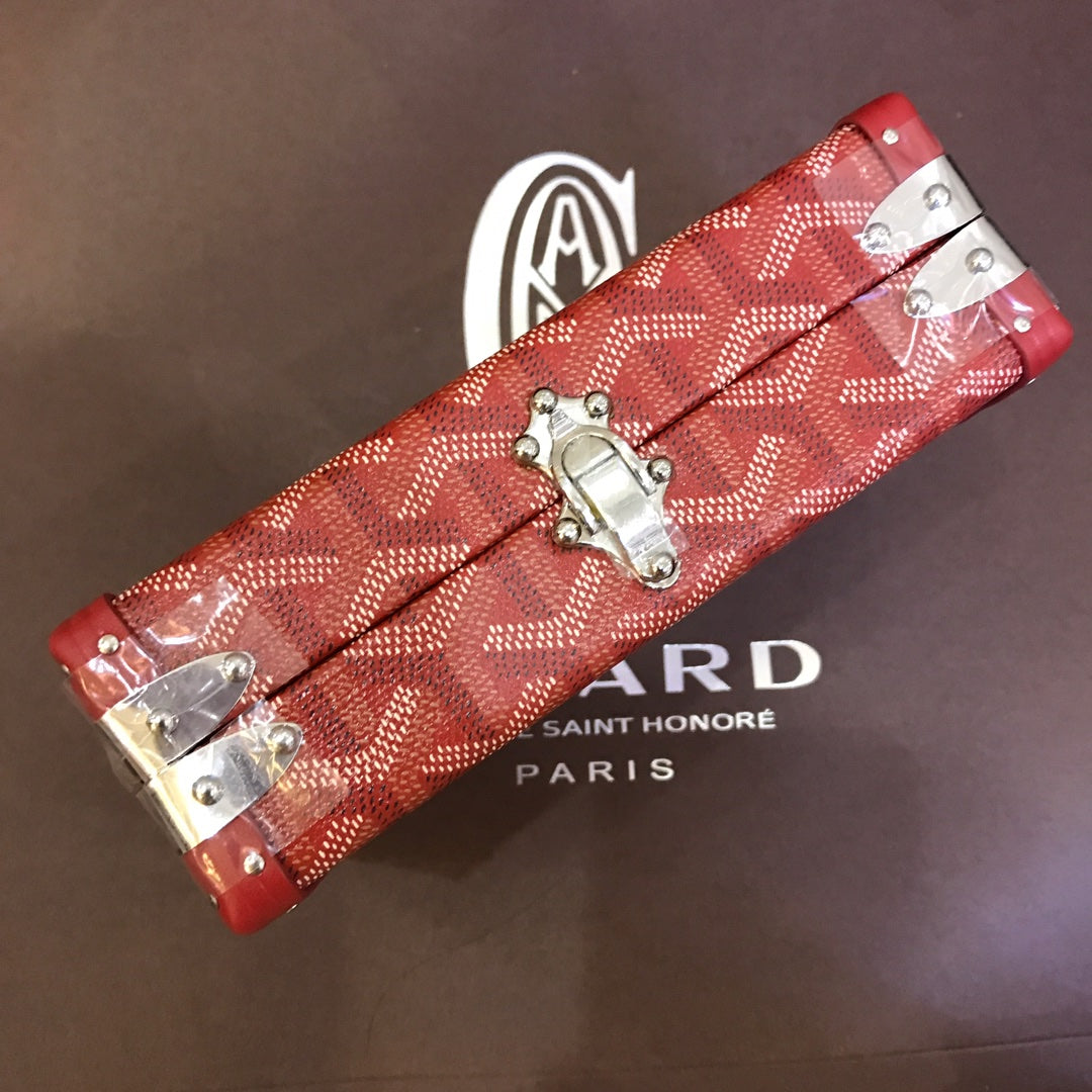 BOLSO BAÚL MINAUDIERE 17CM LONA ROJA