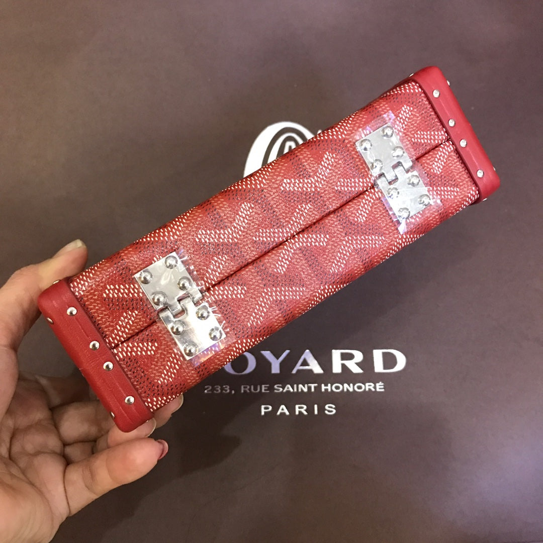 BOLSO BAÚL MINAUDIERE 17CM LONA ROJA
