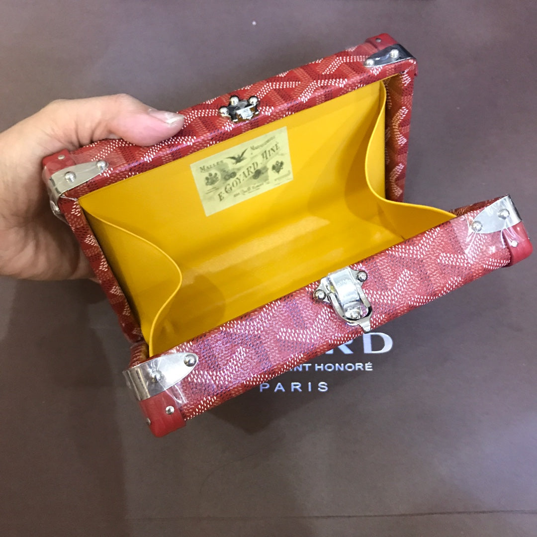 BOLSO BAÚL MINAUDIERE 17CM LONA ROJA