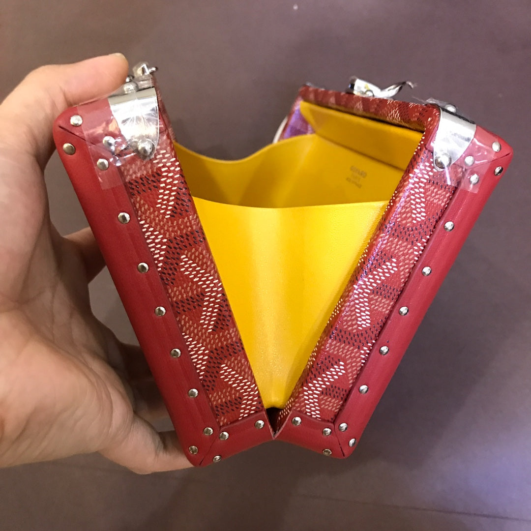 BOLSO BAÚL MINAUDIERE 17CM LONA ROJA