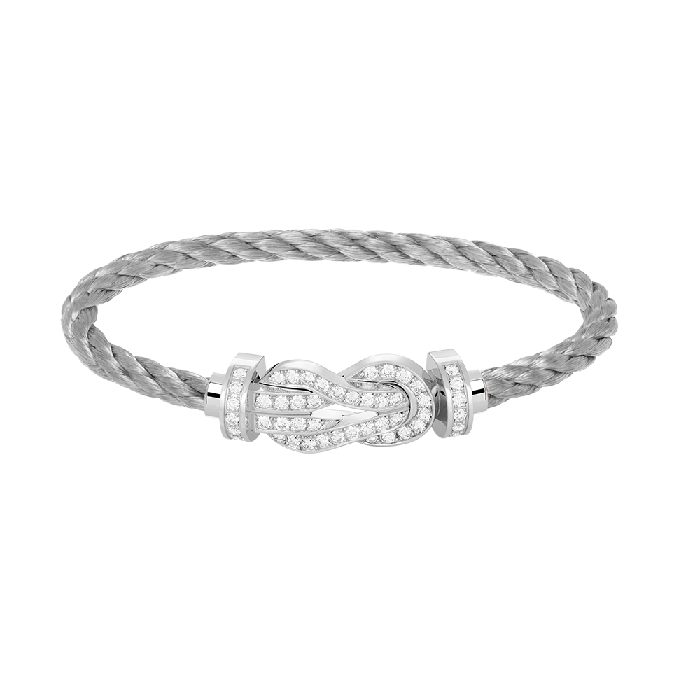 DIANA CHANCE LARGE 8 FIGURE BUCKLE FULL DIAMOND BRACELET SILVER