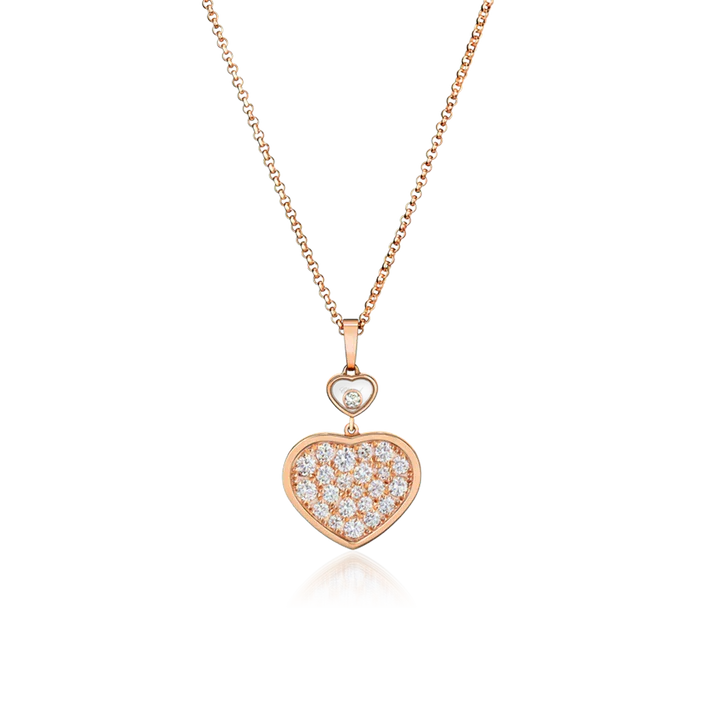 DIANA HAPPY HEART NECKLACE PINK GOLD FULL DIAMOND