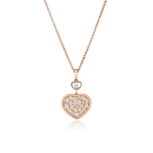 DIANA HAPPY HEART NECKLACE PINK GOLD FULL DIAMOND