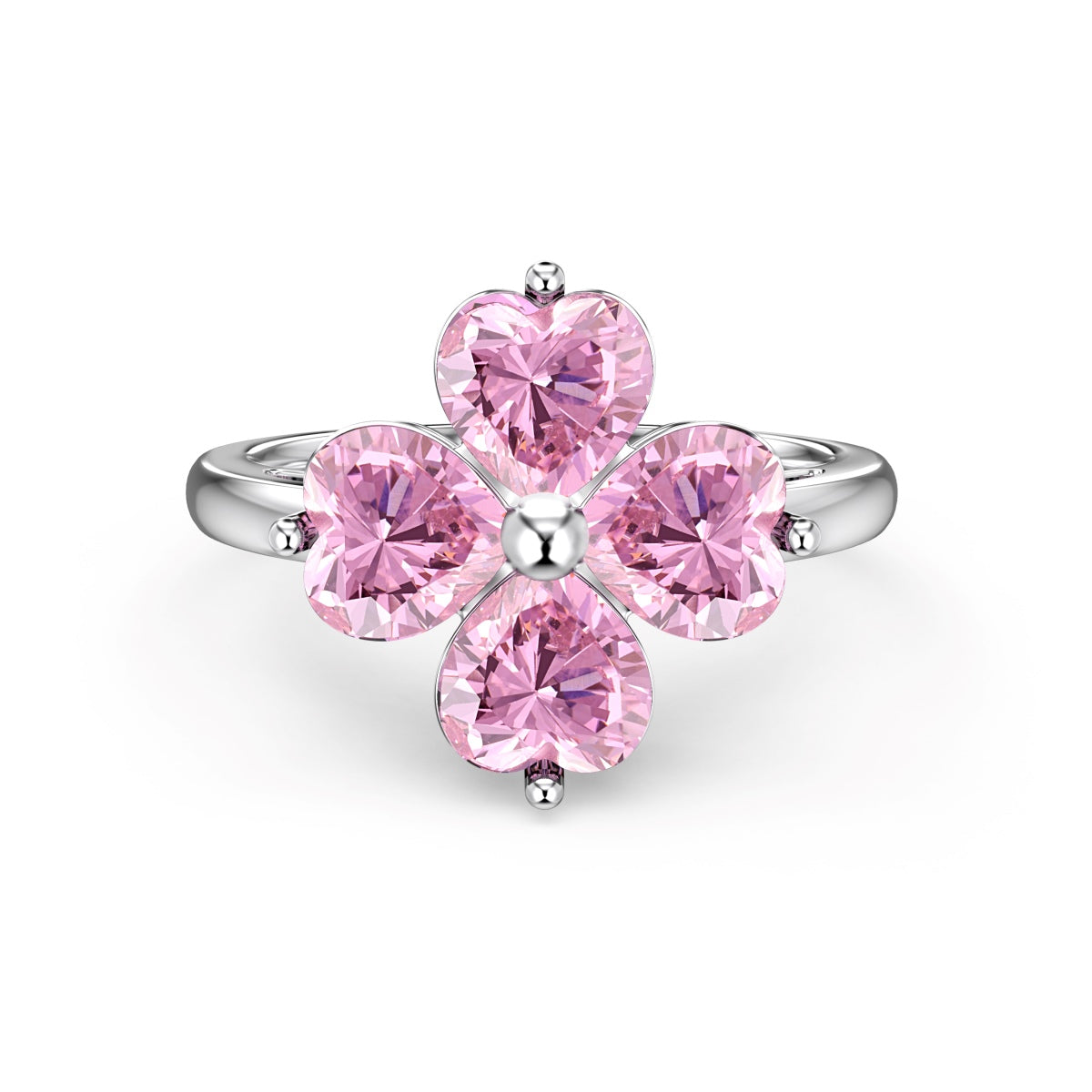 [HOT]Heart-shaped Four-Leaf Clover Ball Ring