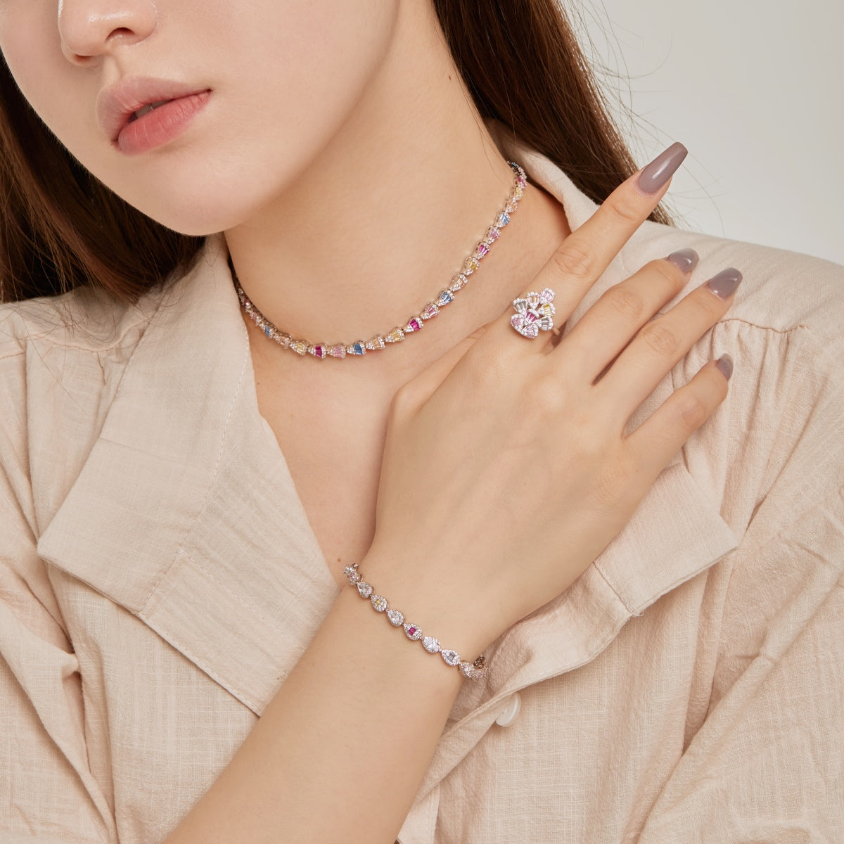 [HOT]Sparkling Colorful Water Drop Shape Daily Ring