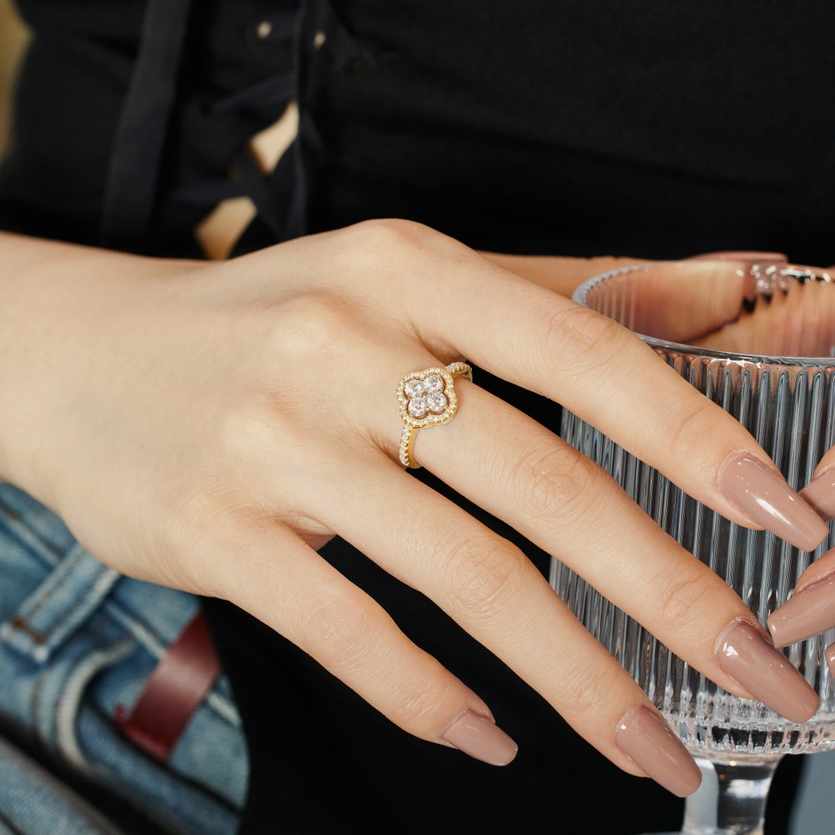 [HOT]Four Leaf Clover Flower Design Ring