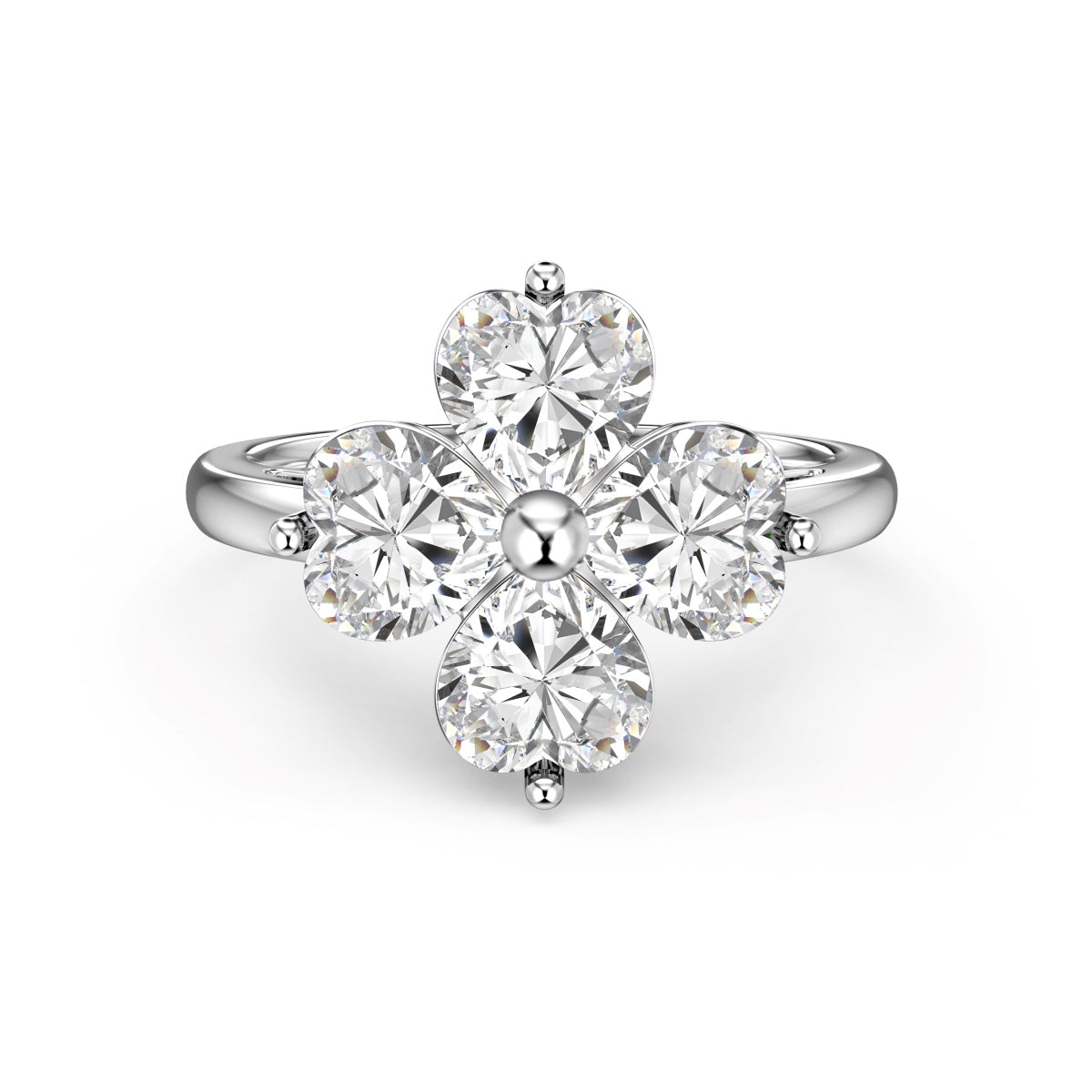 [HOT]Heart-shaped Four-Leaf Clover Ball Ring