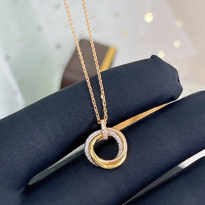 DIANA TRINITY NECKLACE SILVER GOLD PINK GOLD DIAMONDS