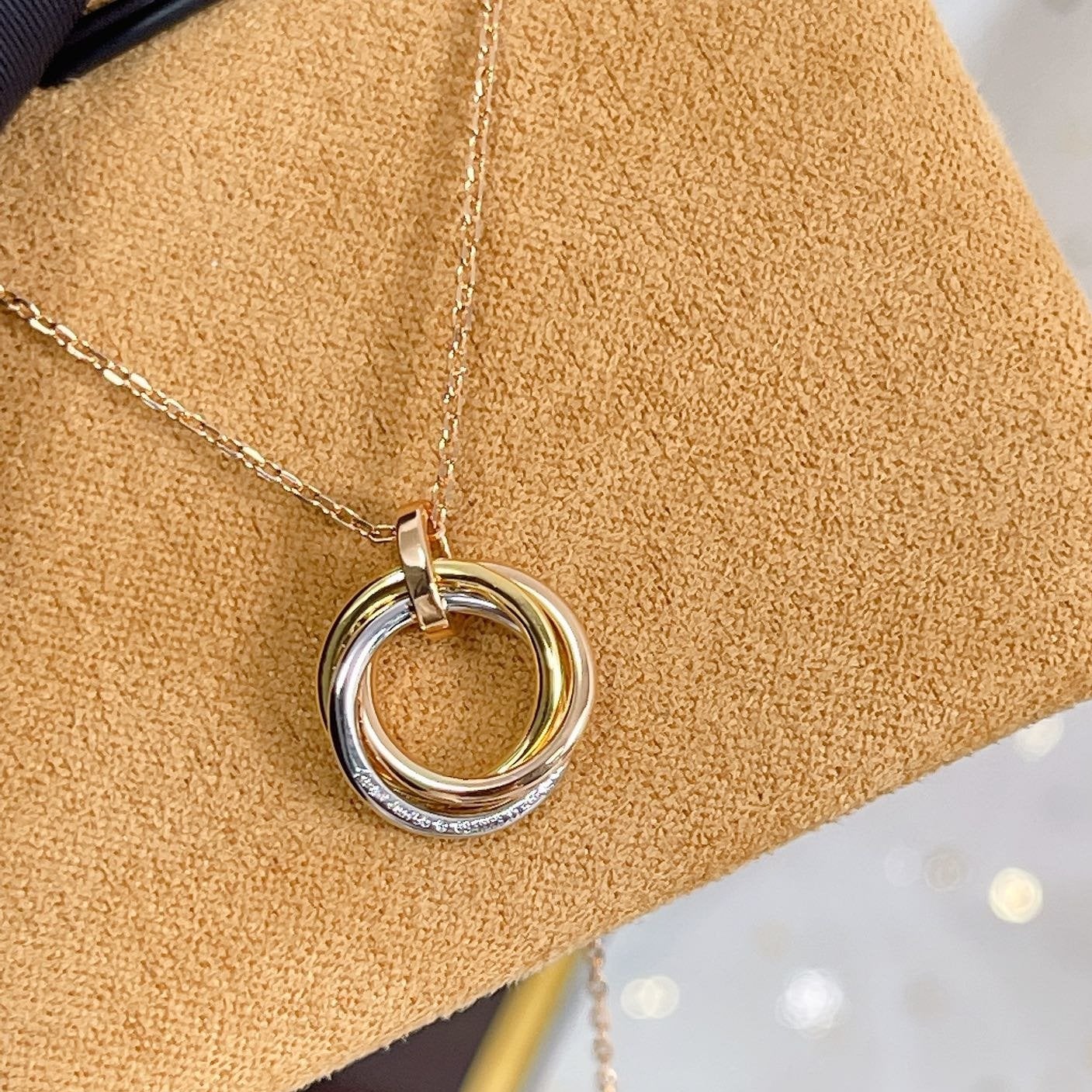 DIANA TRINITY NECKLACE SILVER GOLD PINK GOLD DIAMONDS