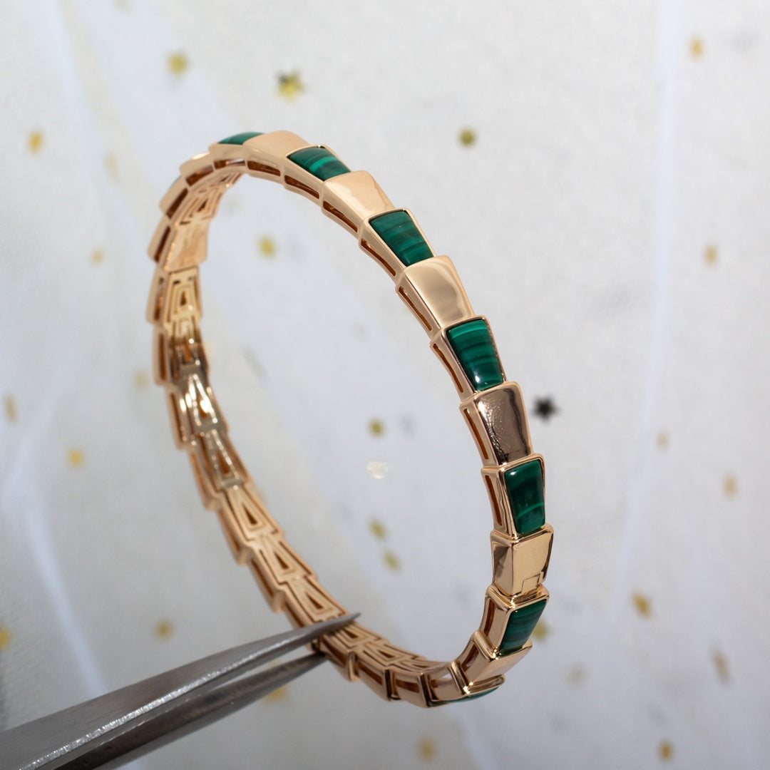 DIANA SERPENTI BRACELET PINK GOLD MALACHITE
