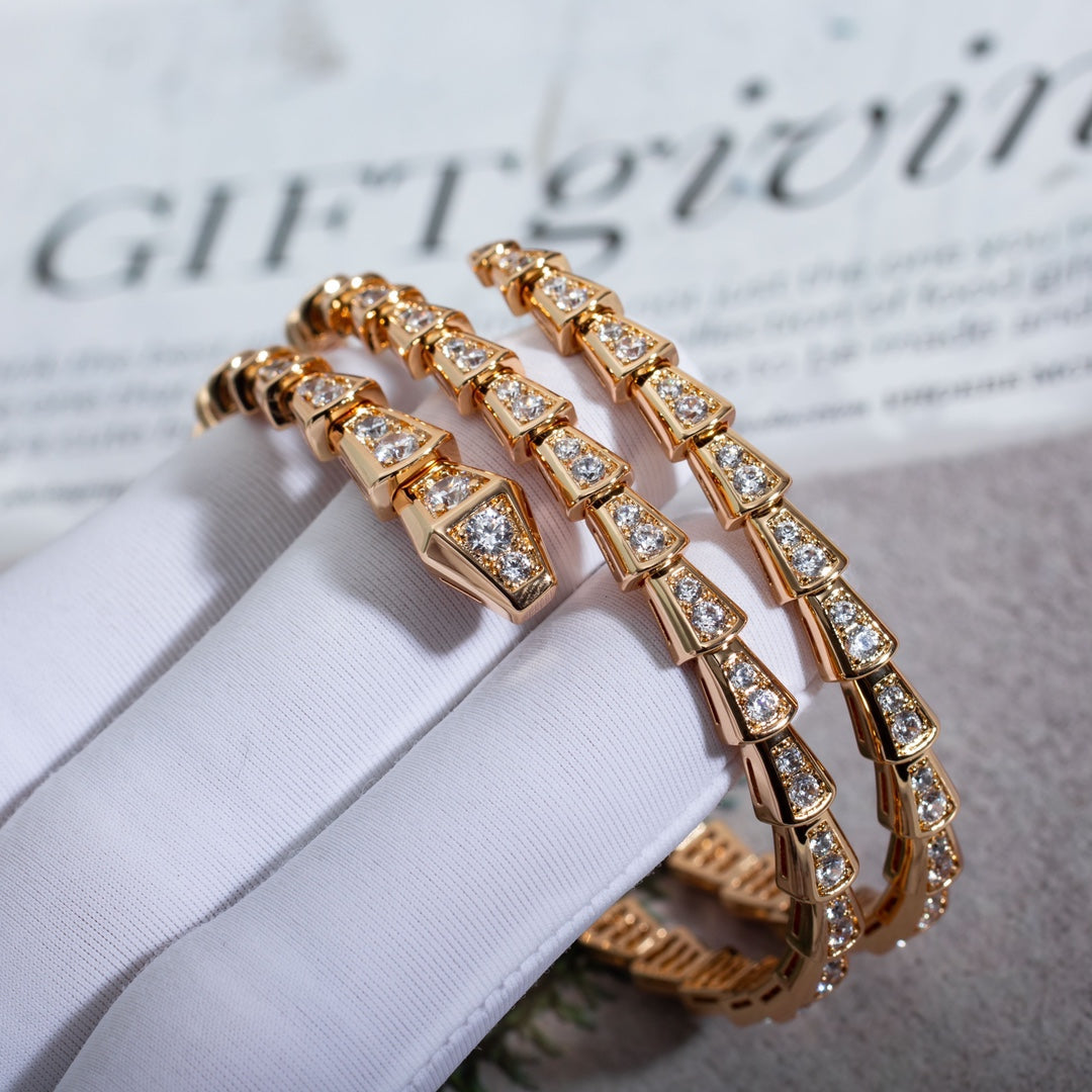 DIANA SERPENTI BRACELET PINK GOLD DIAMOND DOUBLE ROW
