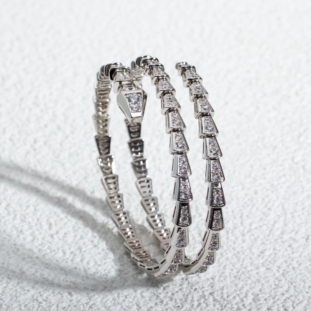 DIANA SERPENTI BRACELET SILVER DIAMOND DOUBLE ROW