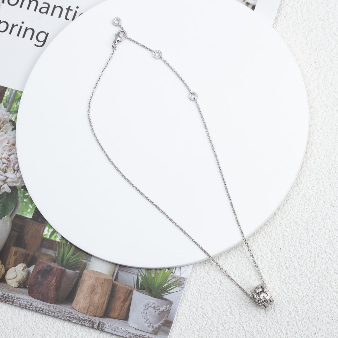DIANA PARENTESI NECKLACE SILVER DIAMOND