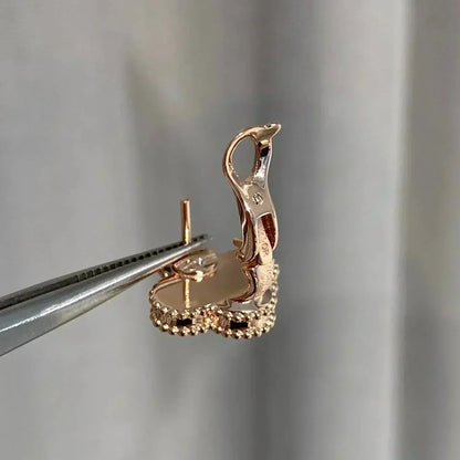 DIANA CLOVER MEDIUM 1 MOTIFS  PINK MOP DIAMOND EARRINGS