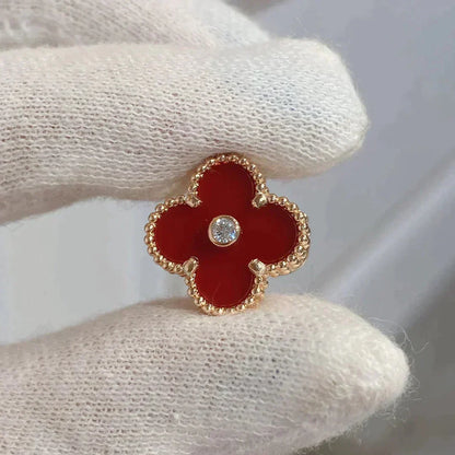 DIANA CLOVER MEDIUM 1 MOTIFS CARNELIAN  DIAMOND earrings