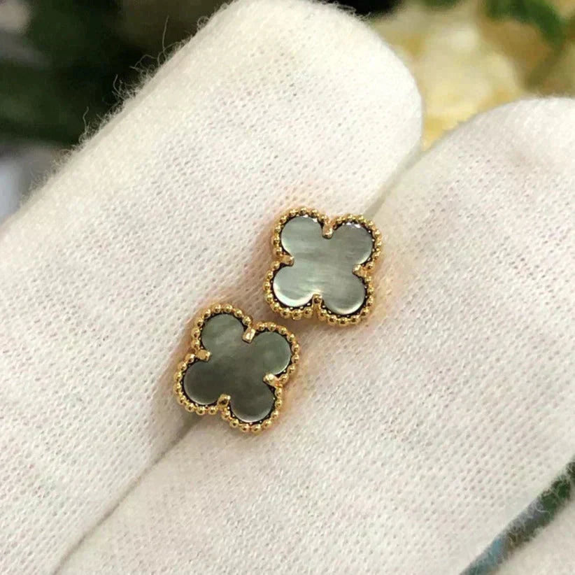 DIANA CLOVER MINI 9.5MM GRAY MOP EARRINGS
