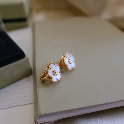 DIANA LUCKY PINK GOLD WHITE MOP EARRINGS
